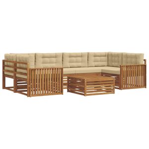 vidaXL Комплект дивани за открито 7 pcs Натурален и Бежов