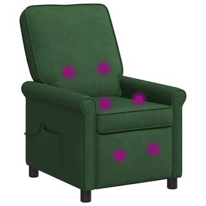 vidaXL Масажен стол реклайнер Тъмнозелено 69 x 95 x 101 cm Текстил