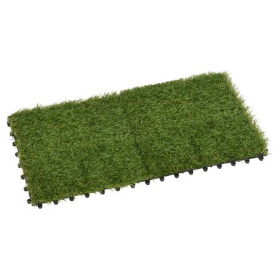 vidaXL Плочки изкуствена трева, 11 бр, зелени, 30x30 см