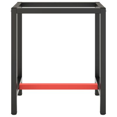 vidaXL Рамка за работна маса матово черно и червено 70x50x79 см метал