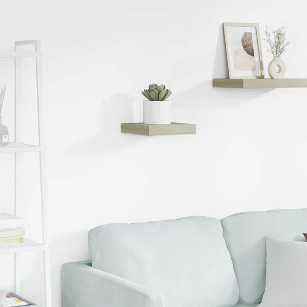 vidaXL Окачен стенен рафт, дъб, 23x23,5x3,8 см, МДФ