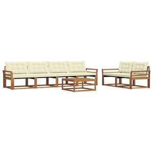 vidaXL Комплект дивани за открито 7 pcs Натурален и Крема