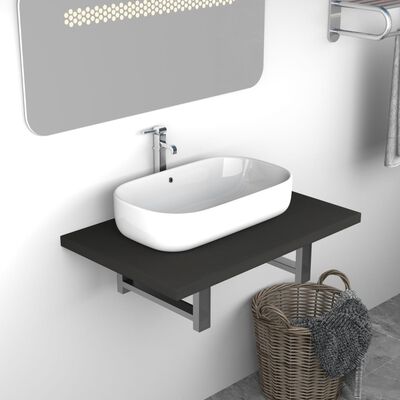 vidaXL Обзавеждане за баня, сиво, 60x40x16,3 см