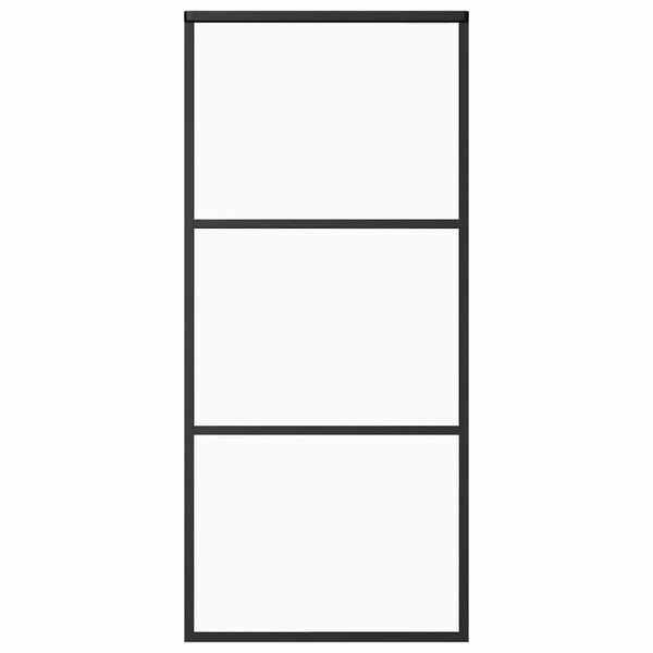 vidaXL Плъзгаща врата, ESG стъкло и алуминий, 90x205 см, черна