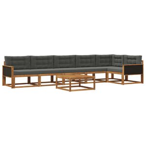 vidaXL Комплект дивани за открито 7 pcs Натурален и Антрацит