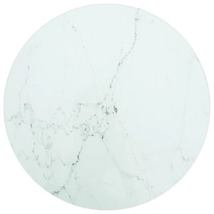 vidaXL Плот за маса бял &Oslash;30x0,8 см закалено стъкло с мраморен дизайн