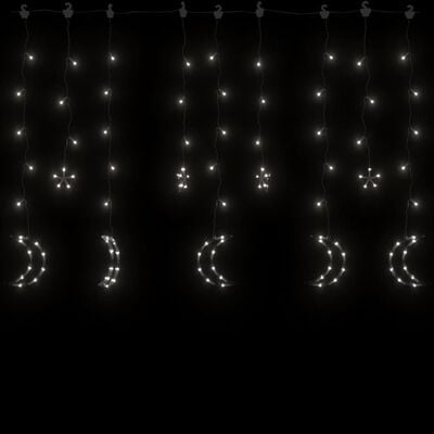 vidaXL Светеща завеса звезди и луни с дистанционно 345LED студено бяло