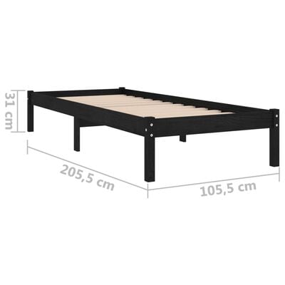 vidaXL Рамка за легло, черна, бор масив, 100х200 см