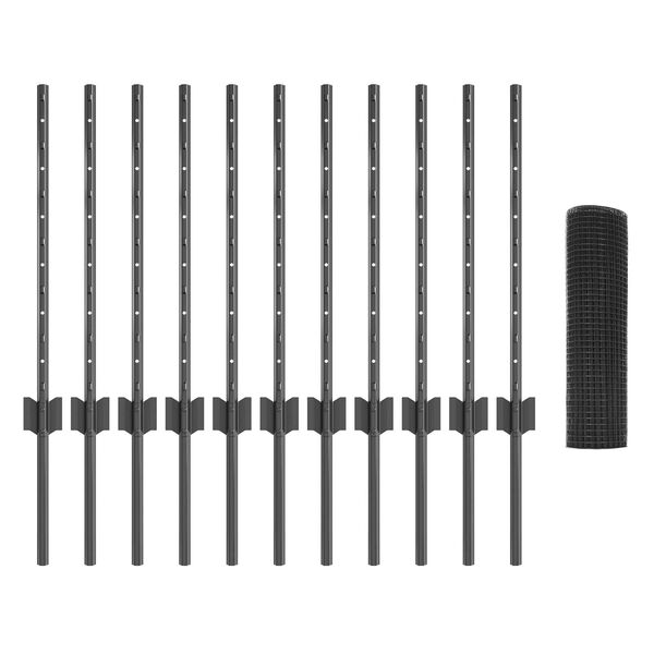 vidaXL Ограда с пост Сив 0,5 x 25 м Стомана