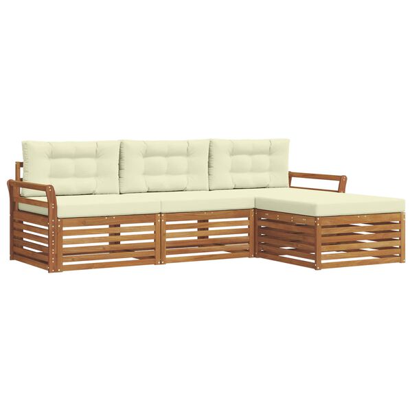 vidaXL Комплект дивани за открито 4 pcs Натурален и Крема
