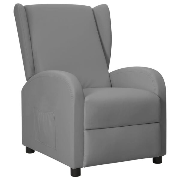 vidaXL Wingback изправящ стол реклайнер, сив, изкуствена кожа