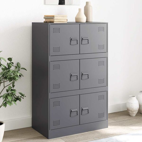 vidaXL Бюфет, антрацит, 67x39x107 см, стомана