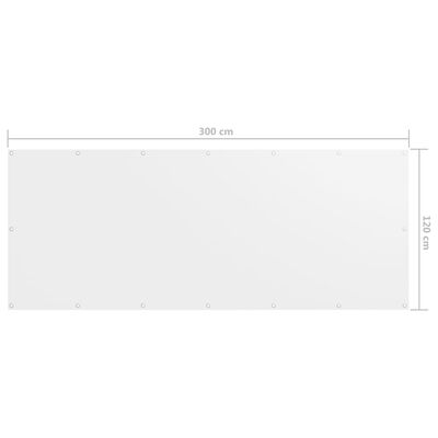 vidaXL Балконски параван, бял, 120x300 см, оксфорд плат