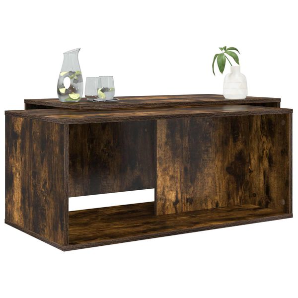 vidaXL Комплект кафе маса 2 pcs Димян дъб Инженерно дърво