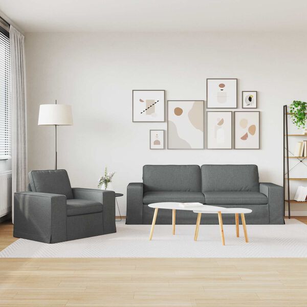 vidaXL Диван 180cm 2 pcs Тъмен сив Метал