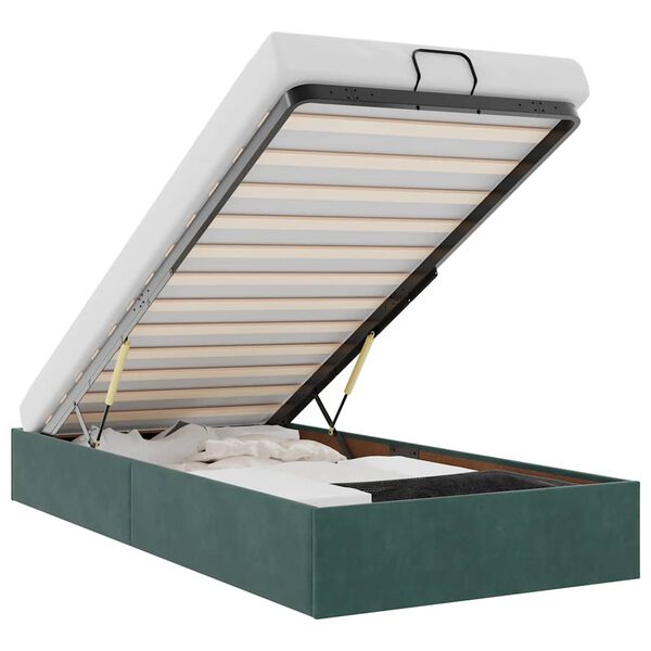 vidaXL Османска рамка за легло без матрак тъмнозелена 80x200 см кадифе