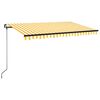 vidaXL Ръчно прибиращ се сенник, 450x350 см, жълто и бяло