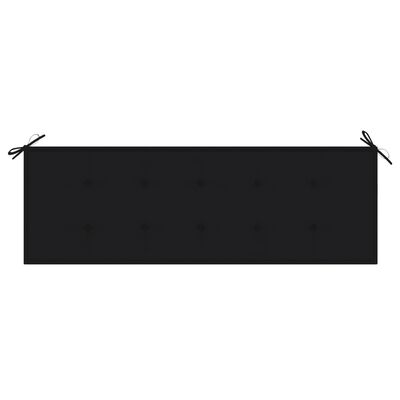 vidaXL Градинска пейка с черно шалте, 150 см, тик масив