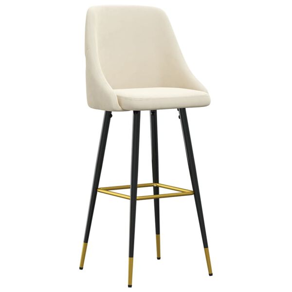 vidaXL Бар табуретки, 2 бр, кремави, кадифе