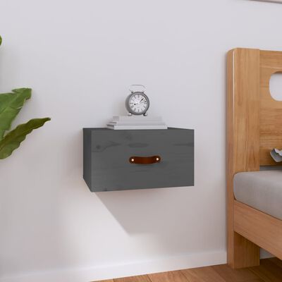 vidaXL Нощно шкафче за стенен монтаж, сиво, 40x29,5x22 см