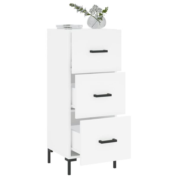 vidaXL Сайдборд, бял, 34,5x34x90 см, инженерно дърво