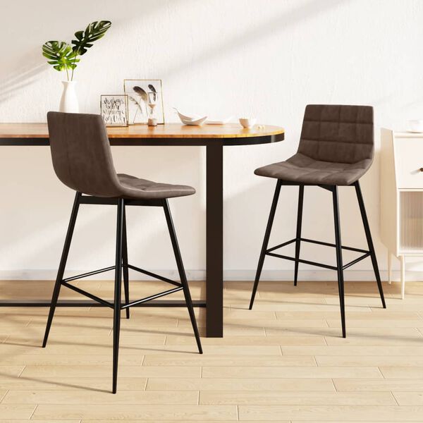 vidaXL Бар табуретки, 2 бр, Тъмнокафяв, изкуствена кожа