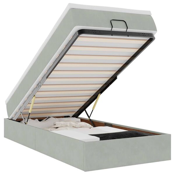 vidaXL Османска легло с матрак, светлосиво, 90x190 см, кадифе