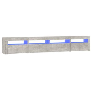 vidaXL ТВ шкаф с LED осветление, бетонно сив, 240x35x40 см
