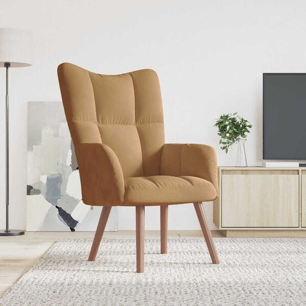 vidaXL Релакс стол, кафяв, кадифе