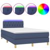 vidaXL Боксспринг легло с матрак и LED, синьо, 120x200 см, плат