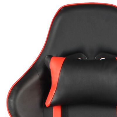 vidaXL Въртящ геймърски стол с подложка за крака, червен, PVC