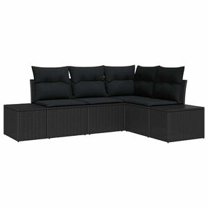 vidaXL Градински Софа Комплект със съхранение 4 pcs Черно полиратан