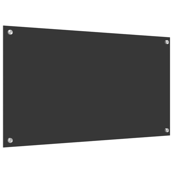 vidaXL Кухненски заден панел Тъмносив 90 x 50 x 0,6 см закалено стъкло