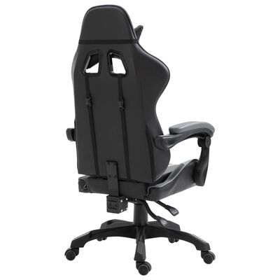 vidaXL Геймърски стол, сиво, изкуствена кожа