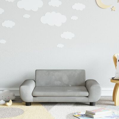 vidaXL Детски диван, светлосив, 70x45x33 см, кадифе
