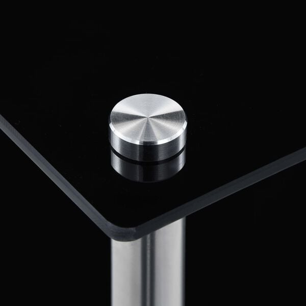 vidaXL Етажерка с 5 рафта, черна, 40x40x130 см, закалено стъкло