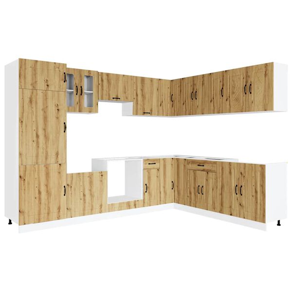 vidaXL Комплект кухненски шкафове от 14 части Kalmar, инженерно дърво