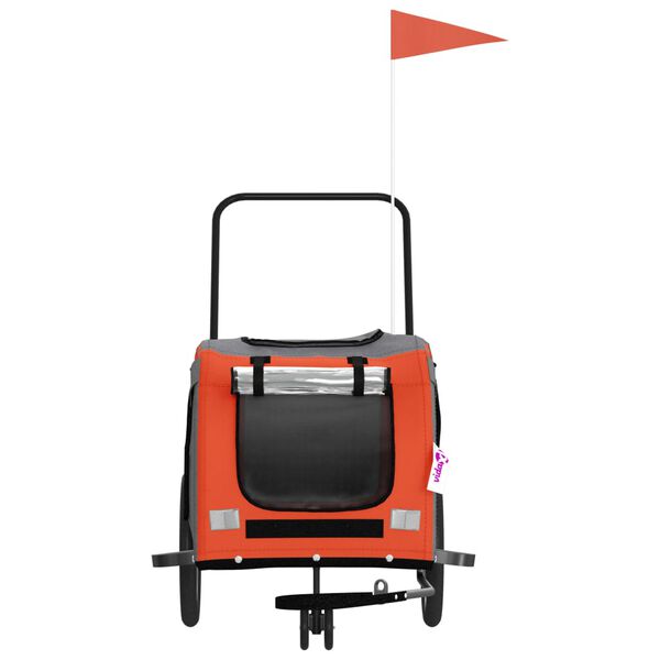 vidaXL Ремарке за колело за любимци оранжев и сив Оксфорд плат желязо