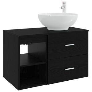 vidaXL Комплект мебели за баня 2 pcs Черен дъб Инженерна дървесина