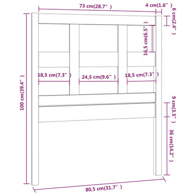vidaXL Горна табла за легло, меденокафява, 80,5x4x100 см, бор масив