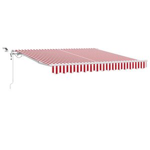 vidaXL Прибираща се тента Червено и бяло 300 x 250 cm Полиестер