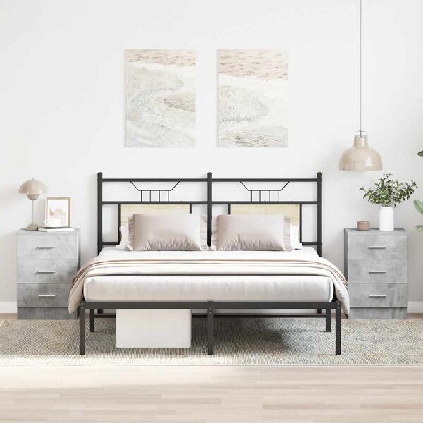 vidaXL Нощни шкафчета, 2 бр, бетонно сив, 38x35x56 см, инженерно дърво