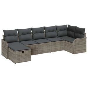 vidaXL Комплект дивани с възглавница 7 pcs Сив полиратан