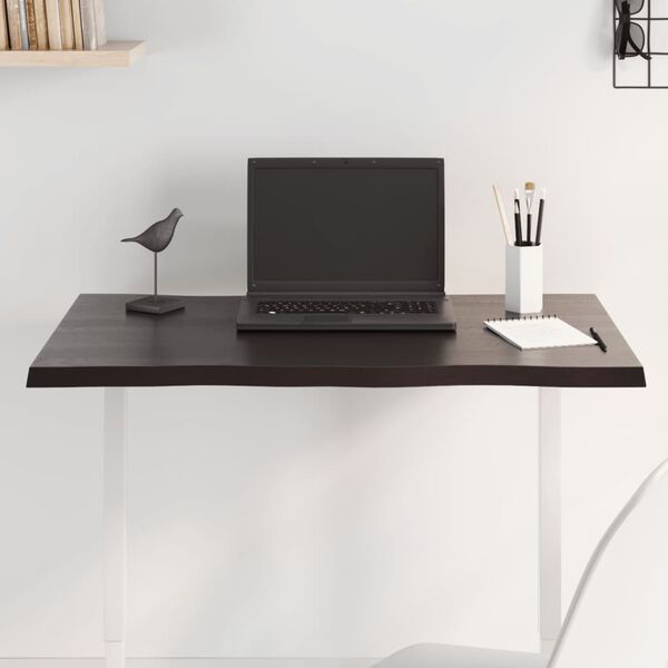 vidaXL Плот за маса тъмнокафяв 80x40x2 см обработен масивен дъб