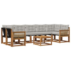 vidaXL Комплект дивани за открито 8 pcs Натурално и светлосиво