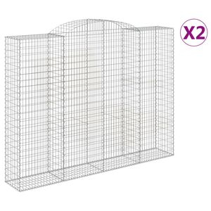 vidaXL Габионни кошници арка 2 бр 300x50x220/240 см поцинковано желязо
