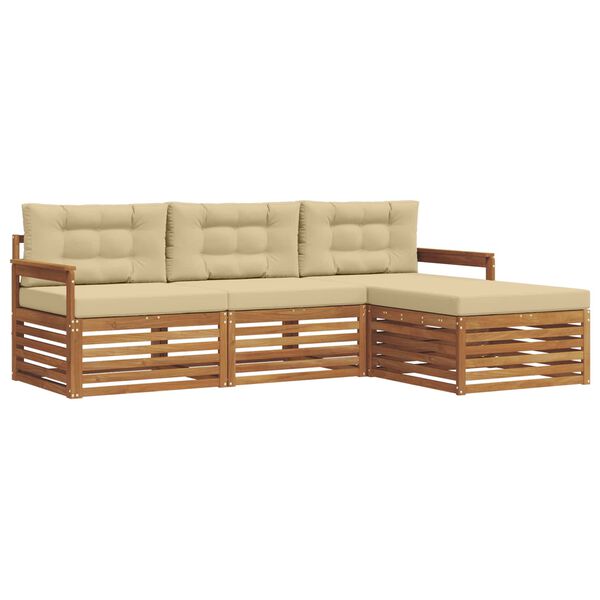 vidaXL Комплект дивани за открито 4 pcs Натурален и Бежов