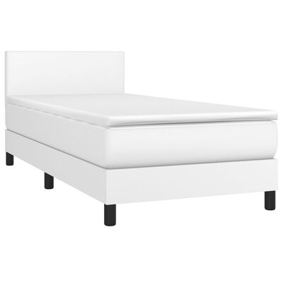 vidaXL Боксспринг легло с матрак, бяло, 80x200 см, изкуствена кожа