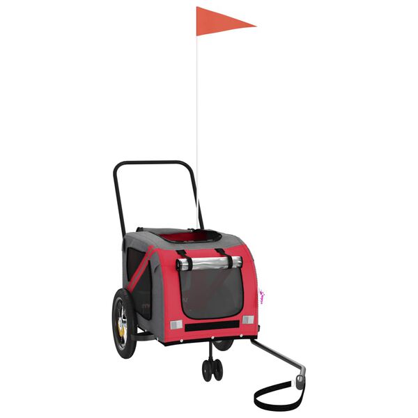 vidaXL Ремарке за колело за любимци черно червено Оксфорд плат желязо