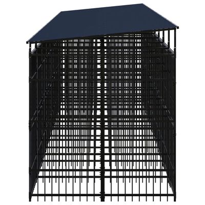 vidaXL Дворна клетка за кучета с покрив, стомана, 16,59 м²